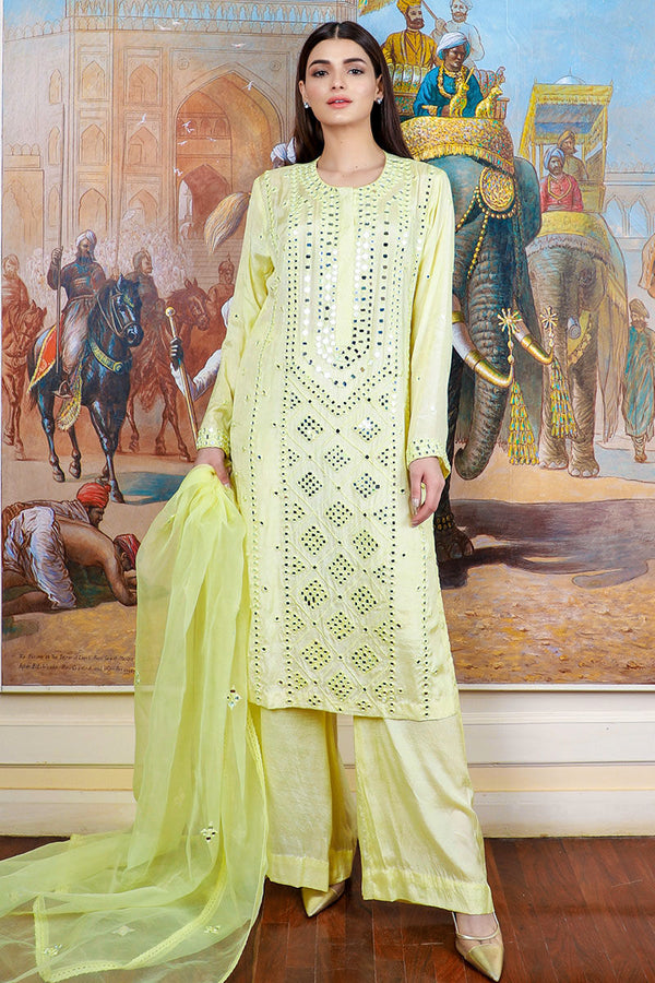 Yellow Mirror Kameez