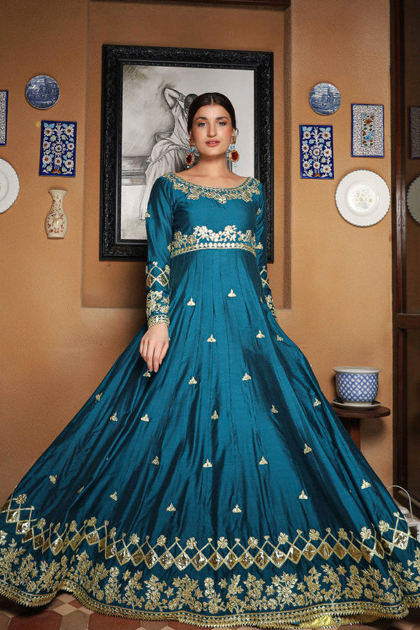 Teal Blue Anarkali