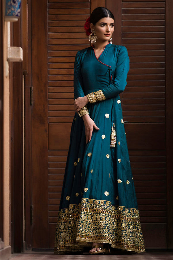 Teal Anarkali Derss