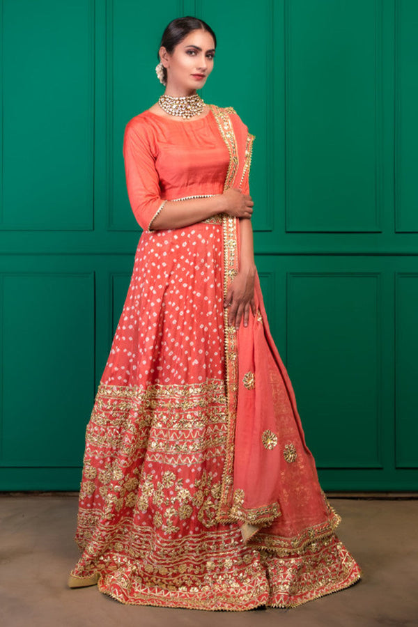 Coral Peach Lehenga